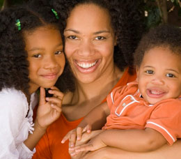 A black woman with her children
