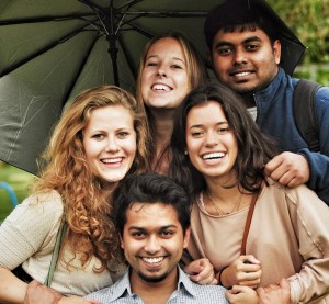 Group of college students smiling