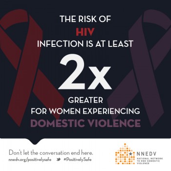 The risk of HIV infection is at least 2 times greater for women experiencing domestic violence. Don't let the conversation end here. nnedv.org/postivelysafe