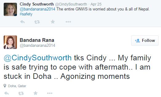 Nepal-earthquake-Bandana-Rana-tweet-Twitter-staff-Cindy-Southworth