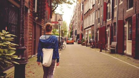 woman walking in the street