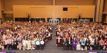 Photo of the conference attendees taken from the stage